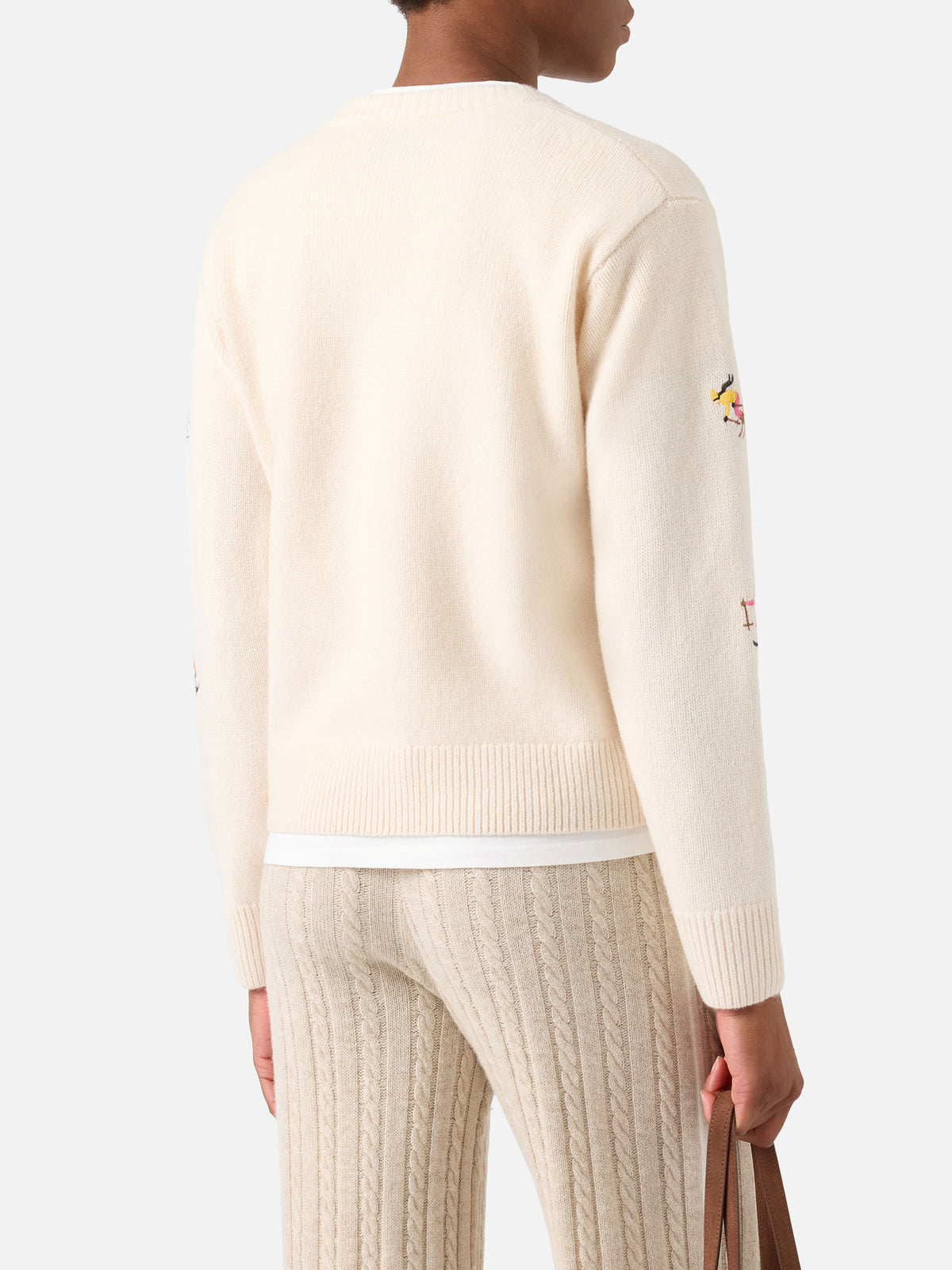 Pull col rond en laine Kyla Off white avec broderie Skiss 