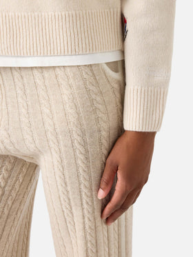 Pull col rond en laine Kyla Off white avec broderie Skiss 