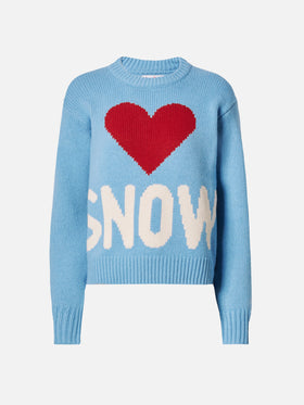 Kyla wool sweater in light blue with Snow jacquard