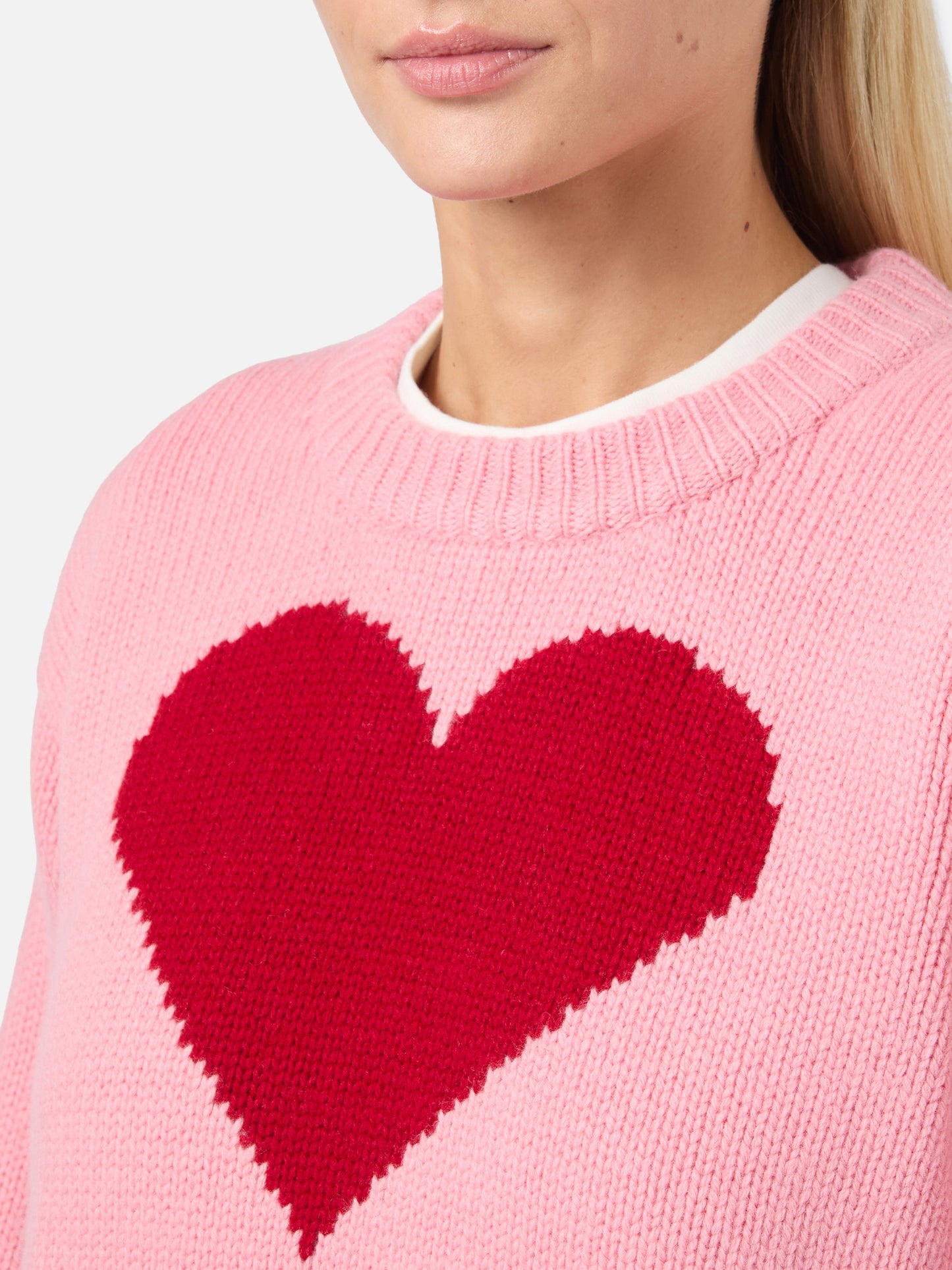 Kyla wool sweater in pink with Courma jacquard
