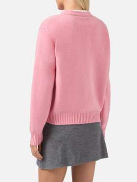 Kyla wool sweater in pink with Courma jacquard