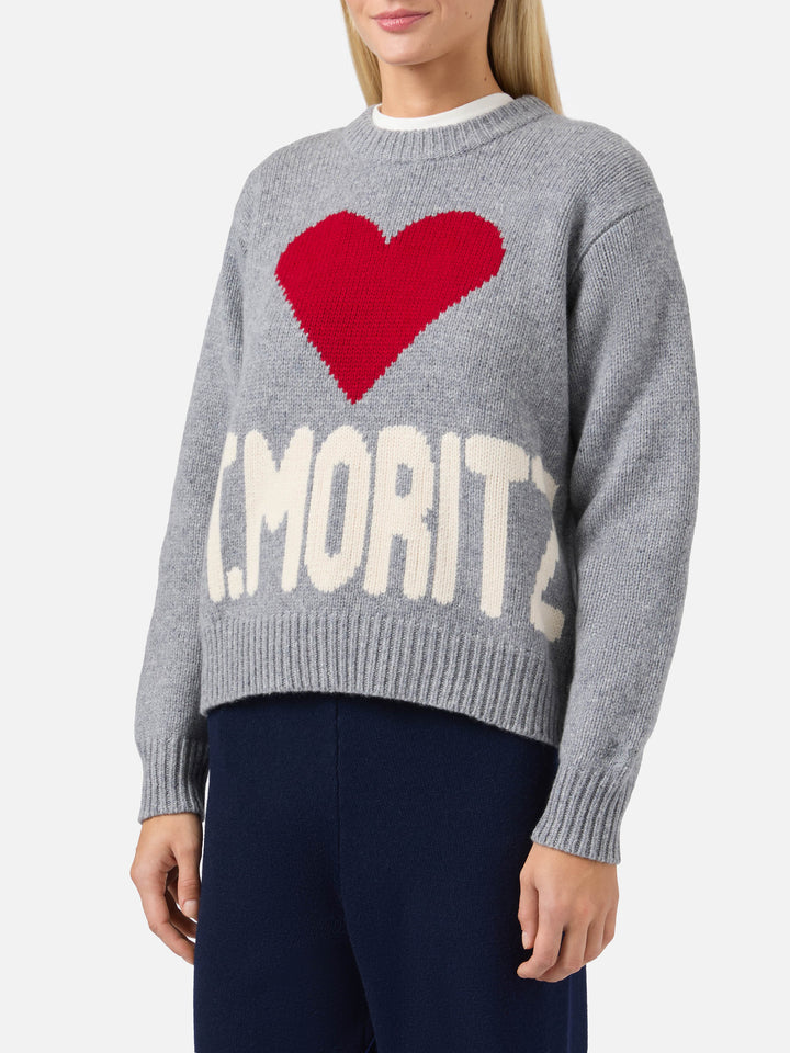 Kyla wool sweater in grey with St. Moritz jacquard
