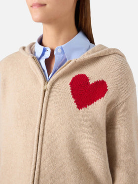 Hoodie en maille de laine Kyla beige avec intarsia St. Barth 