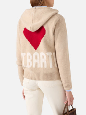 Hoodie en maille de laine Kyla beige avec intarsia St. Barth 
