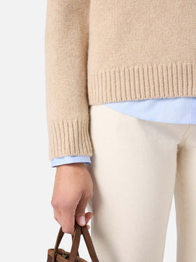 Hoodie en maille de laine Kyla beige avec intarsia St. Barth 