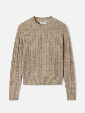 Maglia girocollo Lalia grigio talpa in misto lana Donegal
