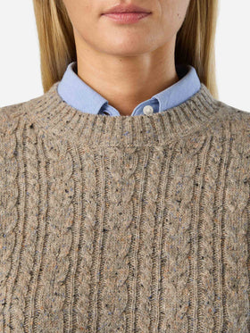 Maglia girocollo Lalia grigio talpa in misto lana Donegal
