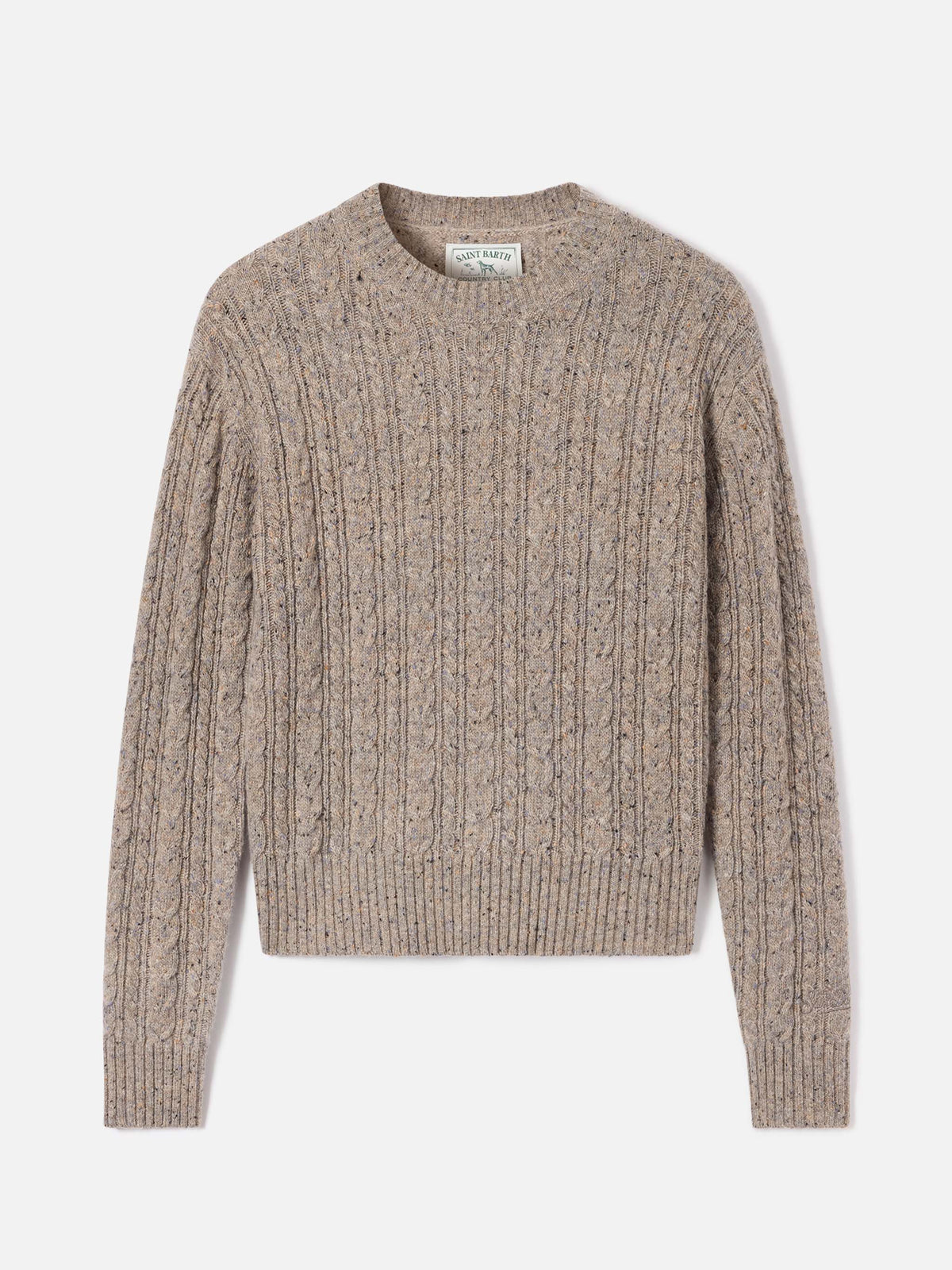 Maglia girocollo Lalia grigio talpa in misto lana Donegal