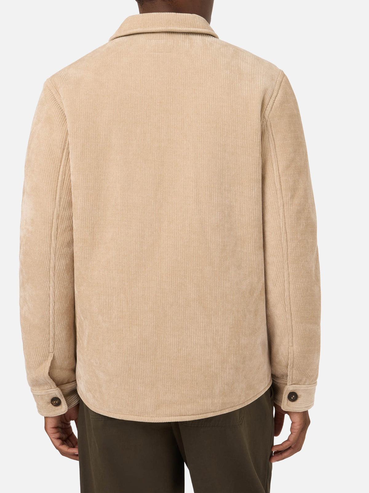 Beige Landeck corduroy overshirt with teddy lining