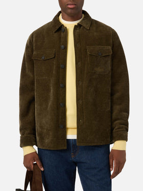 Surchemise en velours côtelé Landeck vert militaire avec doublure teddy 