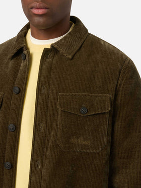 Surchemise en velours côtelé Landeck vert militaire avec doublure teddy 