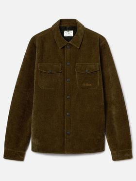 Surchemise en velours côtelé Landeck vert militaire avec doublure teddy 