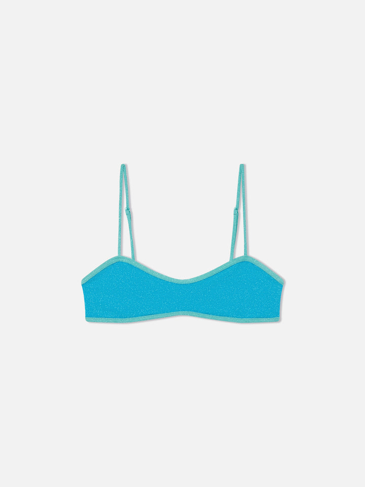 Top bikini Laryn bralette in lurex con piping