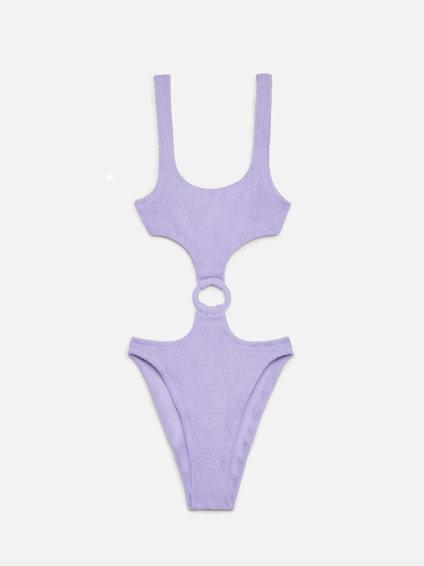 Einteiliger Badeanzug „Laurel Crinkle Lurex“ in Flieder mit Cut-outs
