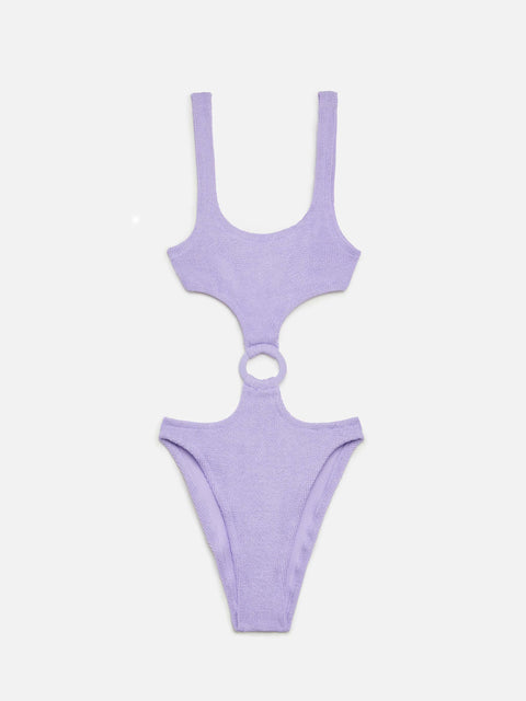 Laurel crinkle lurex lilac cut-out one-piece swimsuit - MC2 Saint Barth