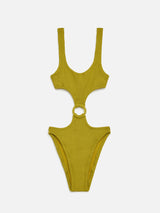 Laurel crinkle pistachio cut-out one-piece swimsuit