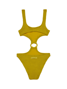 Laurel crinkle pistachio cut-out one-piece swimsuit