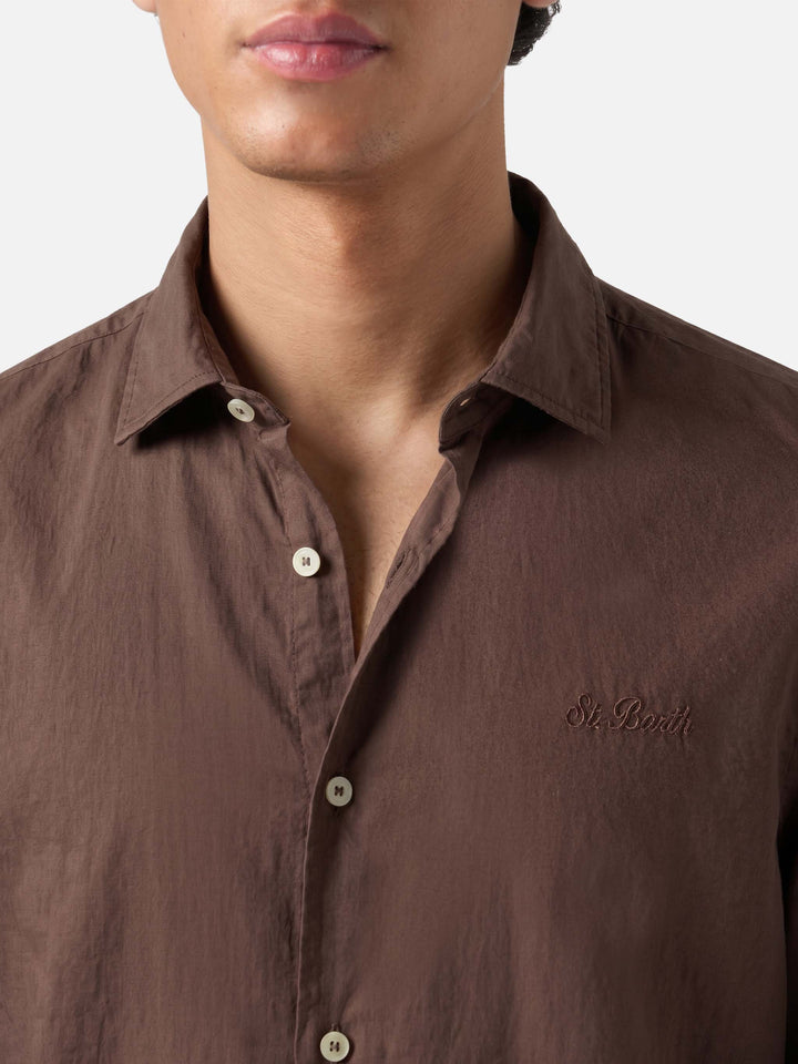 Camisa Chemise Ice marrón en voile de algodón puro 
