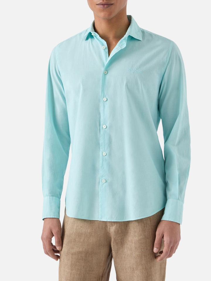 Aqua green Chemise Ice shirt in pure cotton voile