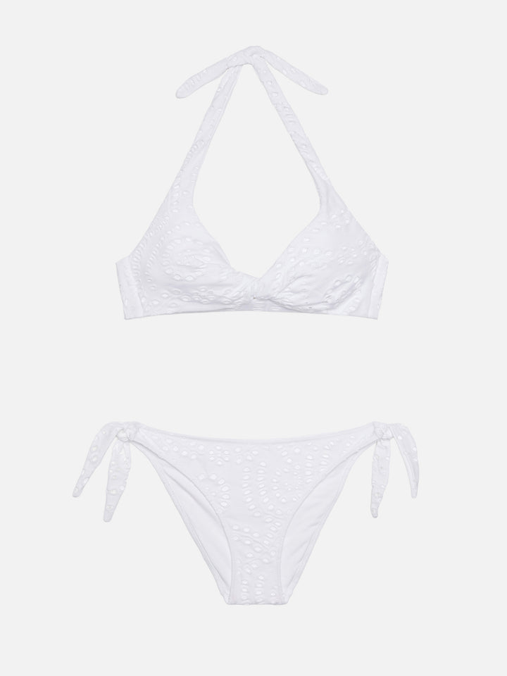 Yali schwarze klassische Badehose aus Sangallo-Spitze - Triangel-Bralette-Oberteil aus Leda Sangallo-Spitze