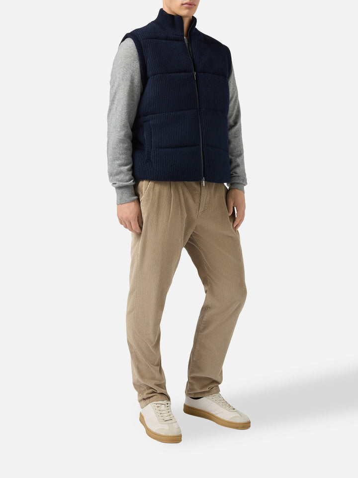 Leeds Knit padded gilet in blue