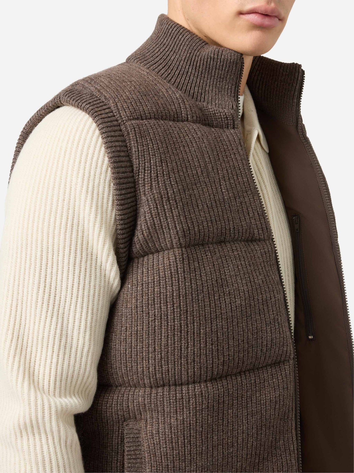Leeds Knit padded gilet in hazelnut