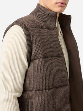 Leeds Knit padded gilet in hazelnut