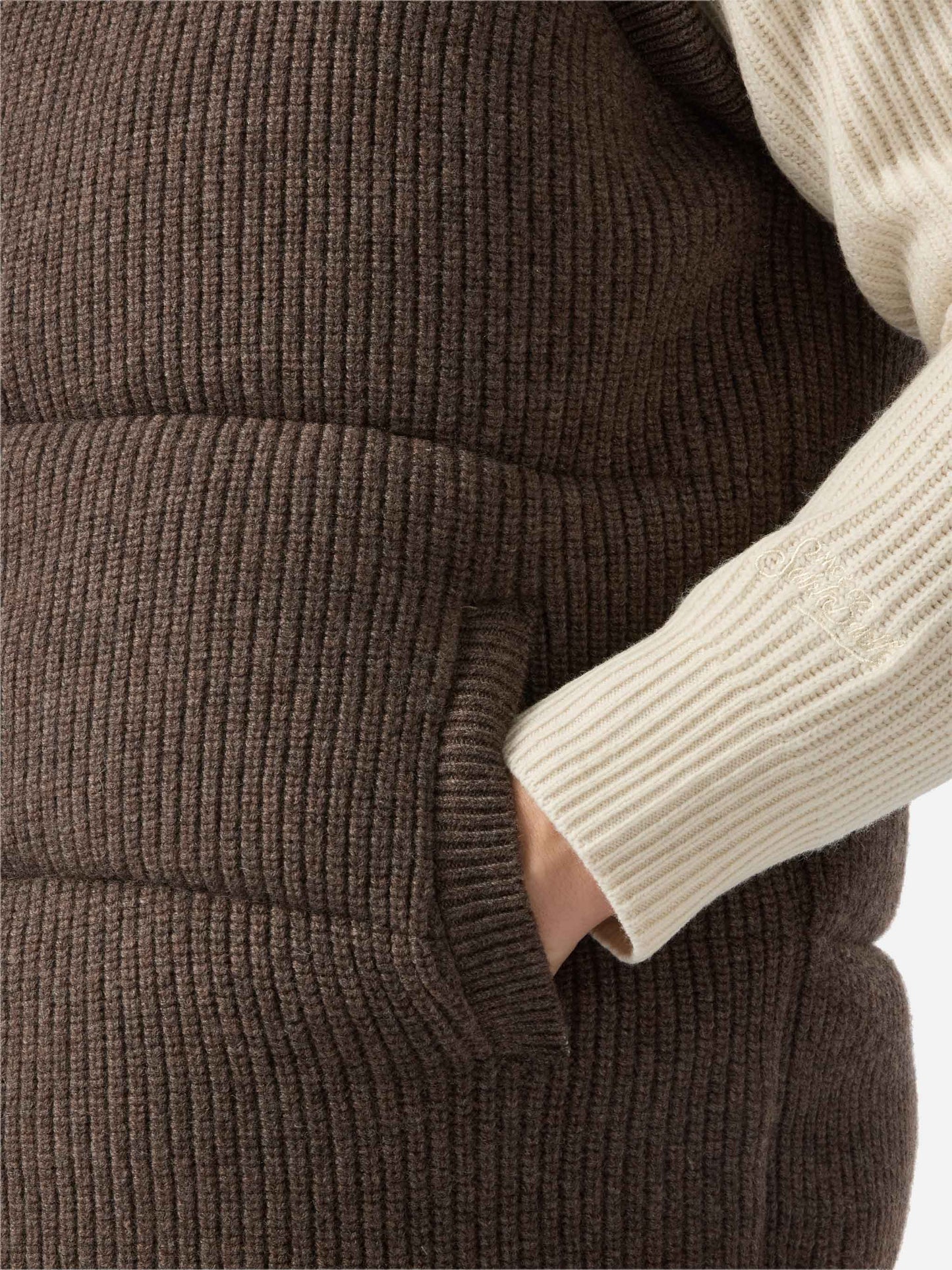 Leeds Knit padded gilet in hazelnut