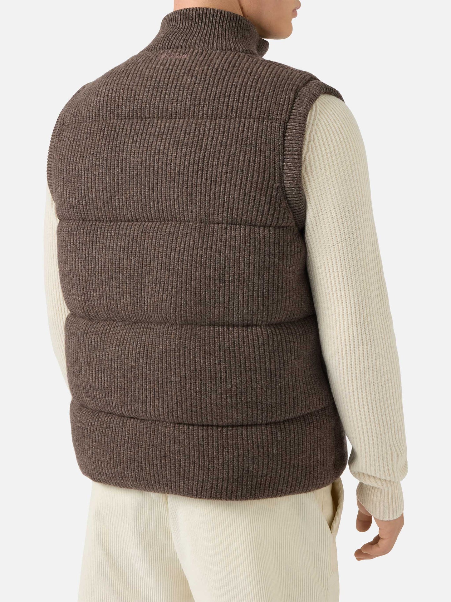 Leeds Knit padded gilet in hazelnut