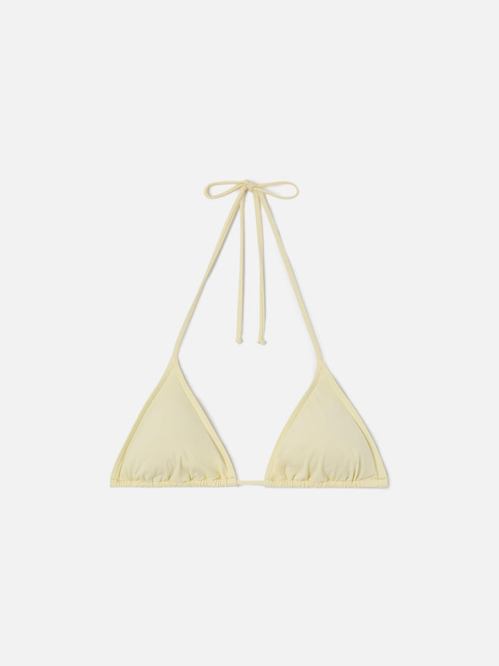 Leah Triangel-Bikinioberteil mit Bindebändern in Butter in Uni 