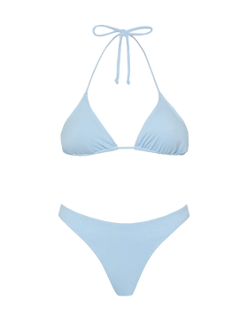 Naomi light blue cheeky swim briefs - Leah light blue triangle top swimsuit