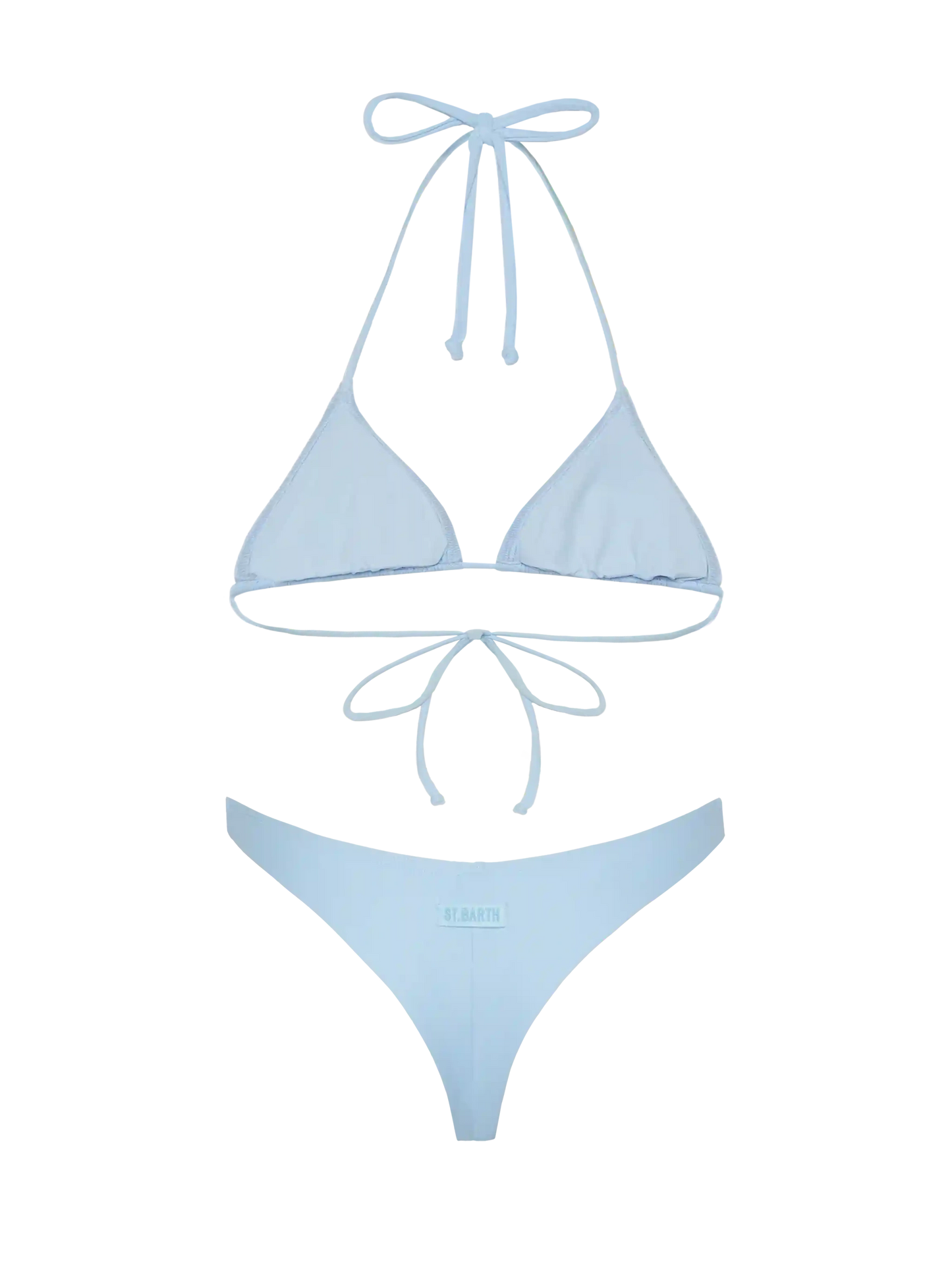 Naomi light blue cheeky swim briefs - Leah light blue triangle top swimsuit