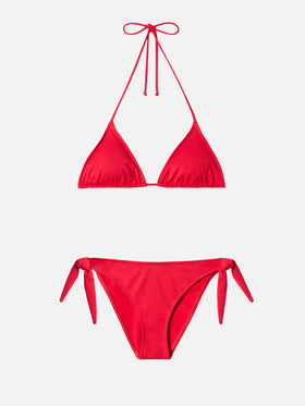 Leah Yali classic triangle bikini in red