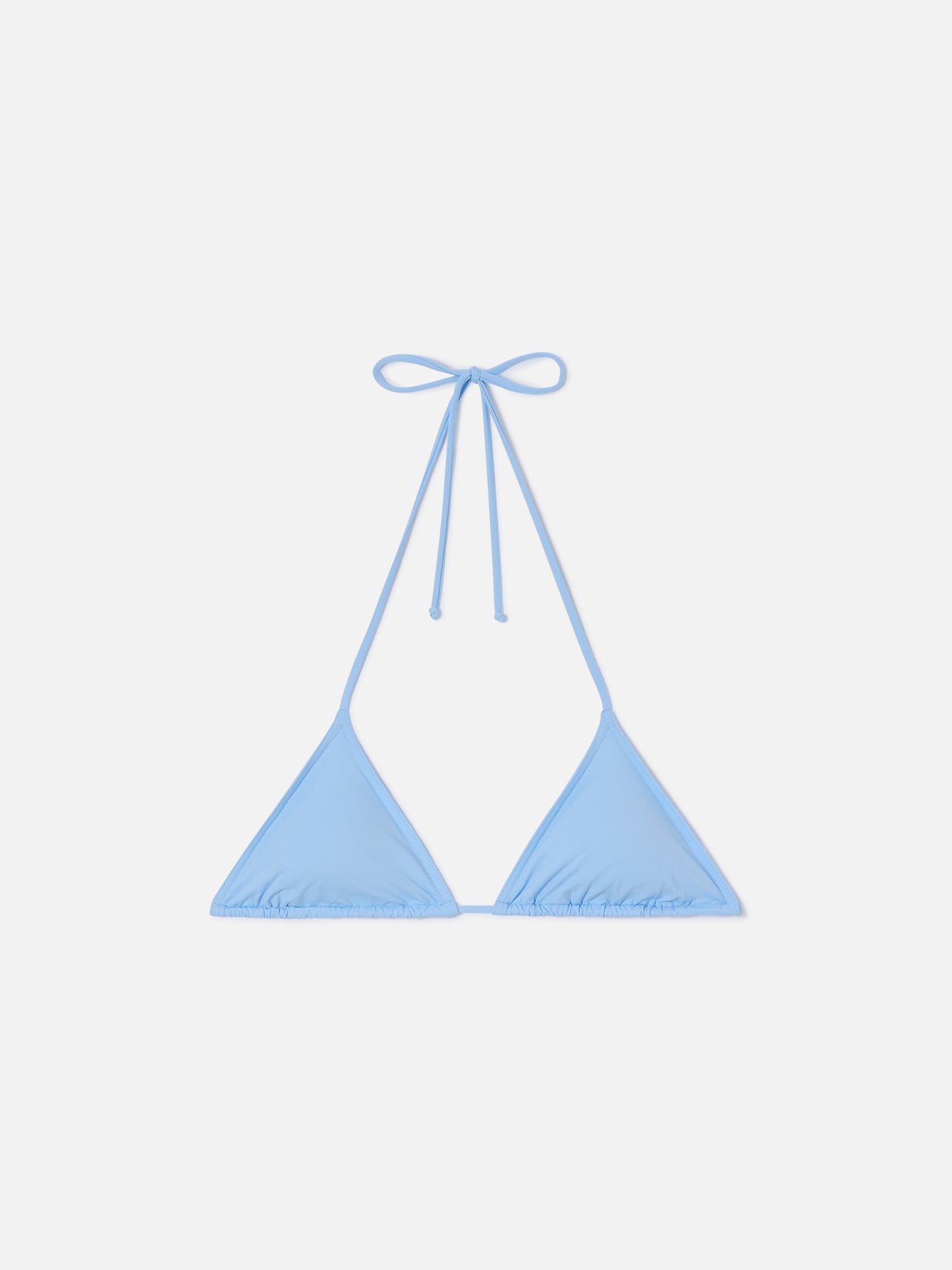 Haut de bikini triangle Leah à liens en bleu clair uni 