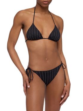 Black classic triangle bikini Leah Marielle with striped rhinestone embellishment