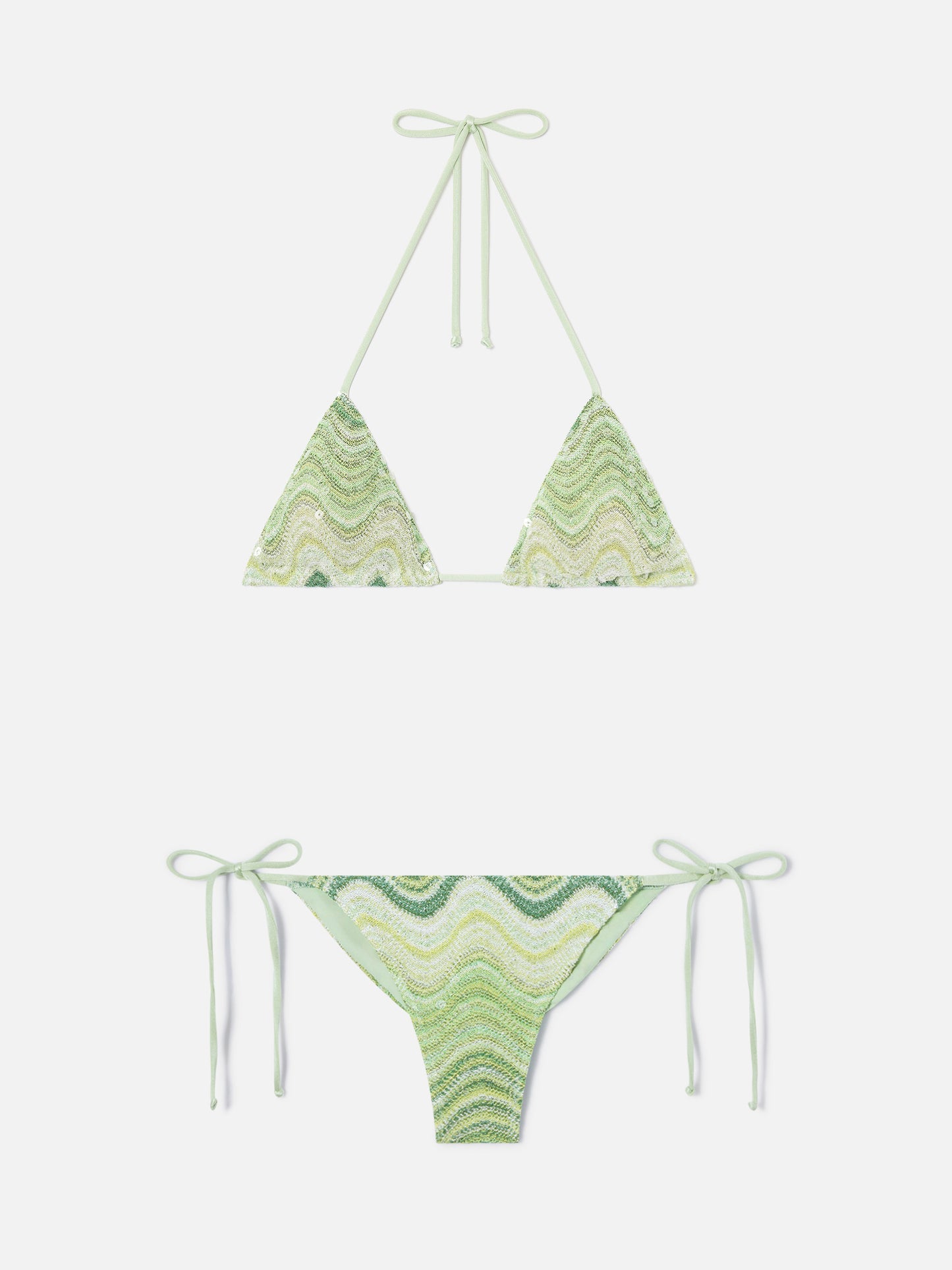 Bikini raschel degradé verde Leah Marielle con lentejuelas 