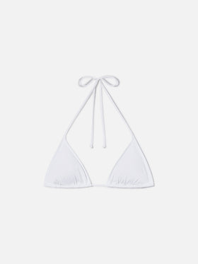 Leah triangle with ties bikini top in solid white