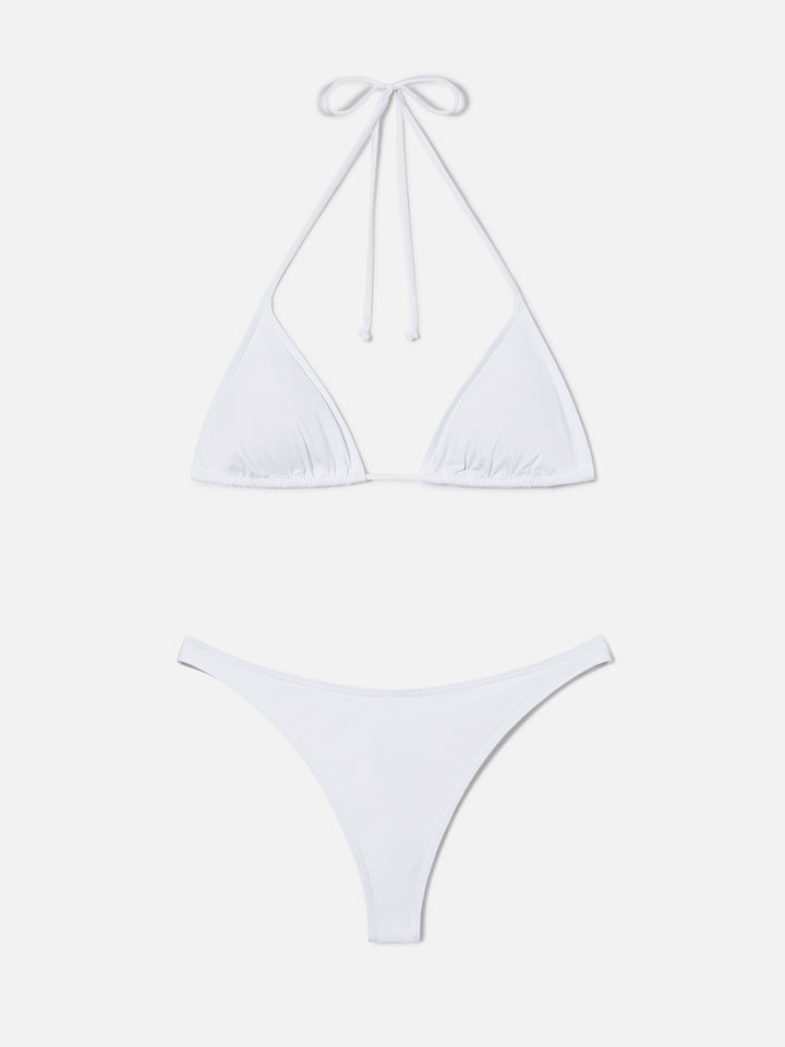 Leah Naomi white triangle bikini with ties