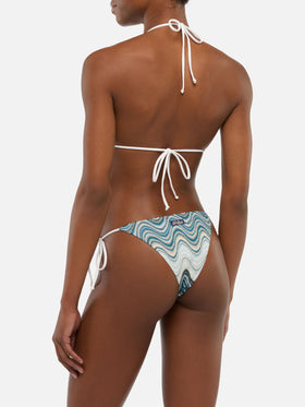 Marielle raschel classic swim briefs with wave pattern - Leah raschel wave pattern triangle top