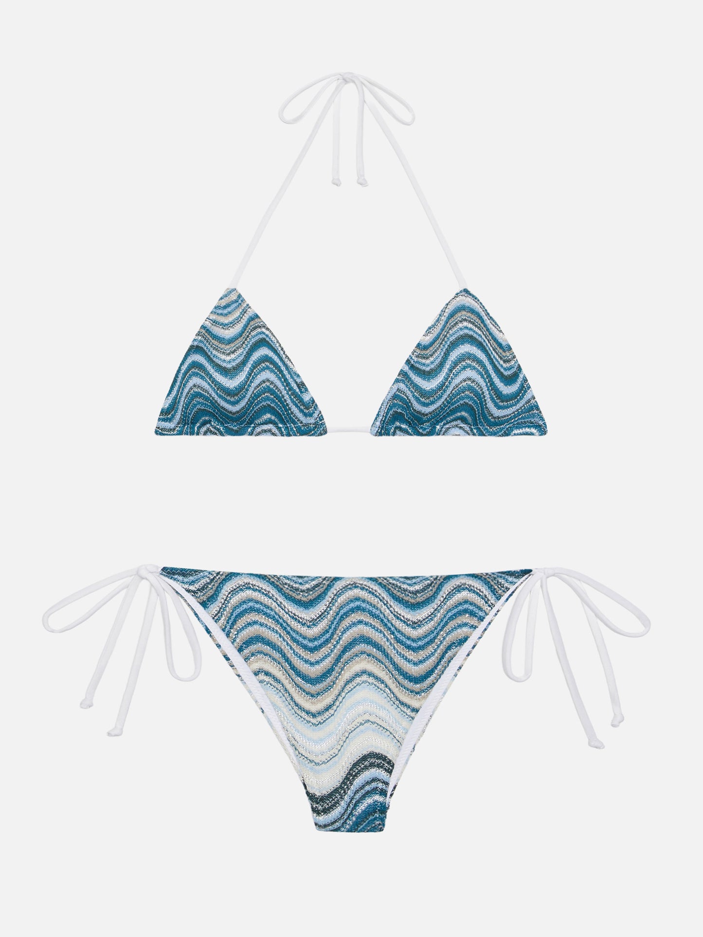 Marielle raschel classic swim briefs with wave pattern - Leah raschel wave pattern triangle top