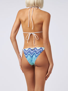 Woman raschel knit triangle bikini Leah Virgo