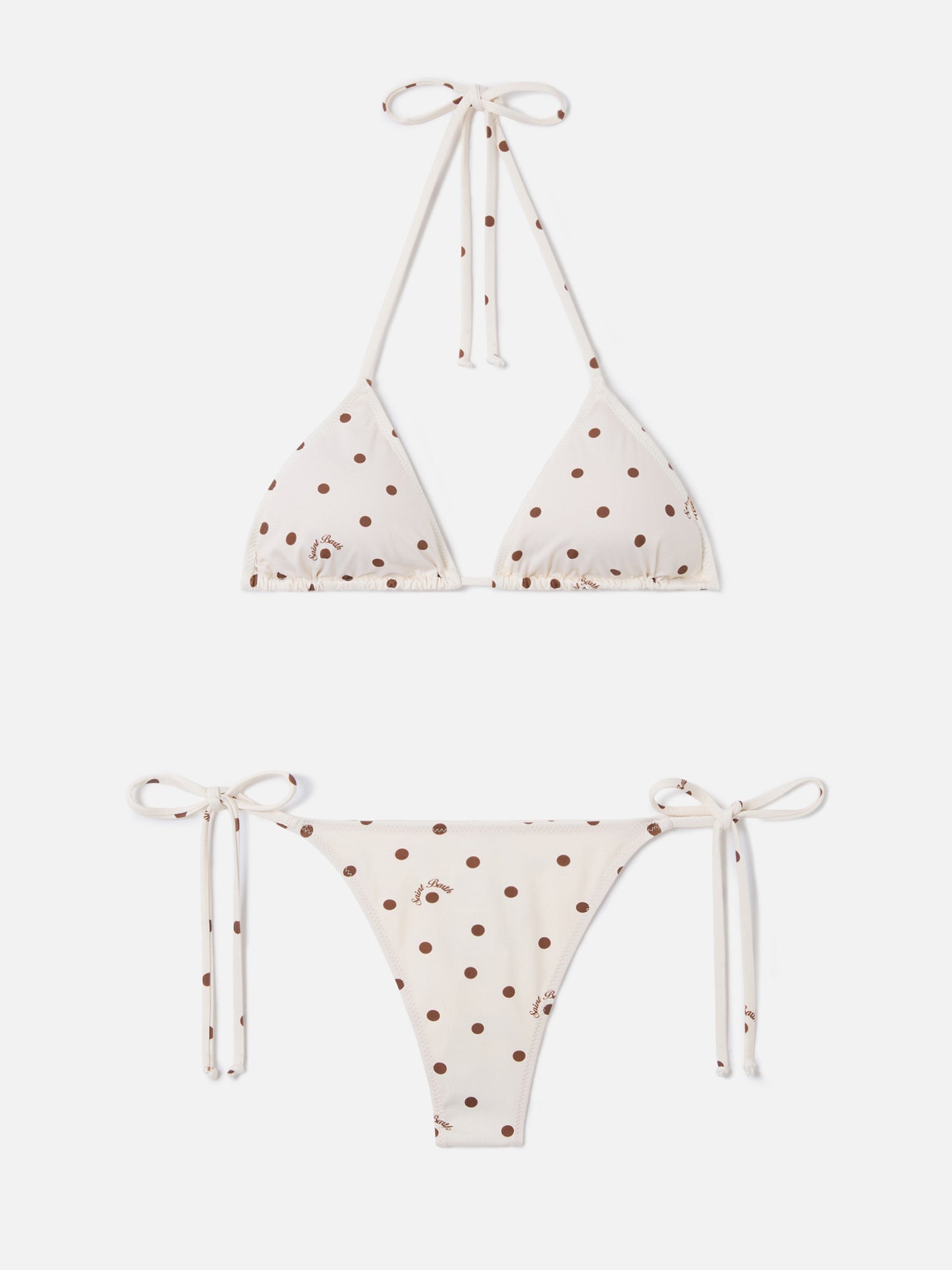 Bikini Leah Norah beige marrón de lunares 
