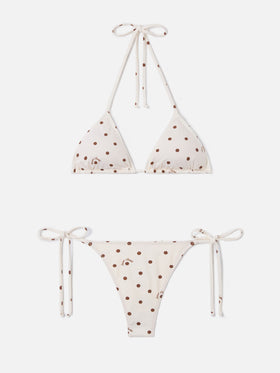 Bikini Leah Norah beige marrón de lunares 