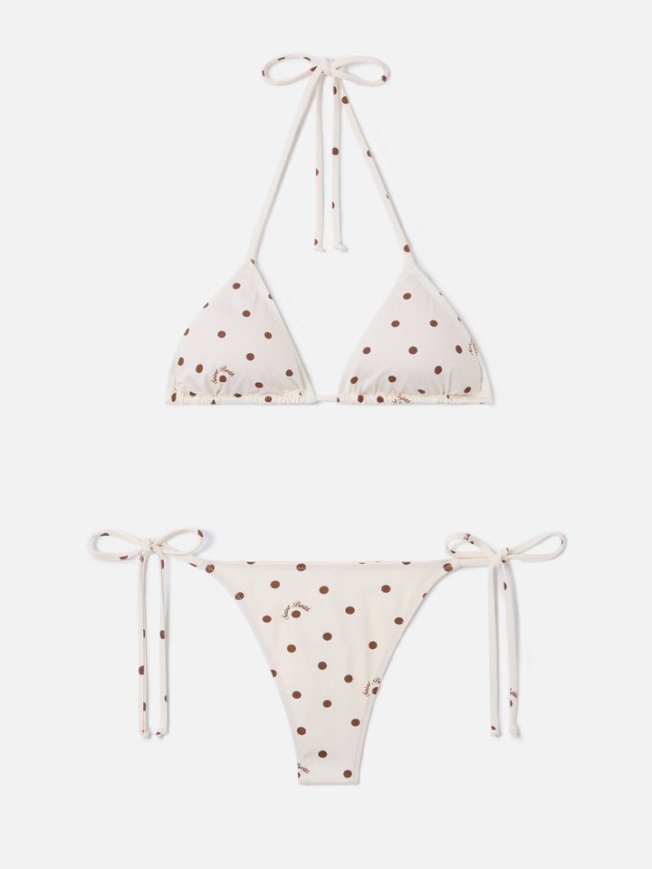 Leah Norah beige brown polka dot bikini