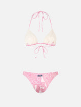 Woman pink paisley triangle bikini Leah Lido