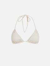 Woman cream triangle top swimsuit Leah