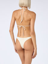 Woman cream triangle bikini Leah Naomi