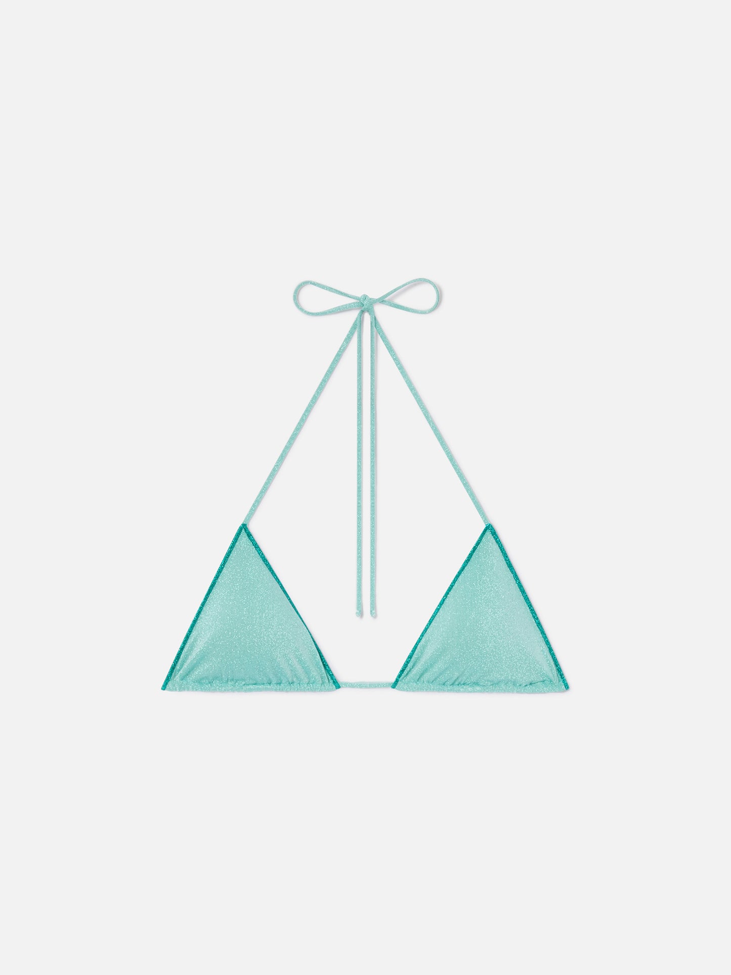 Haut de bikini triangle Leah en lurex vert d’eau 