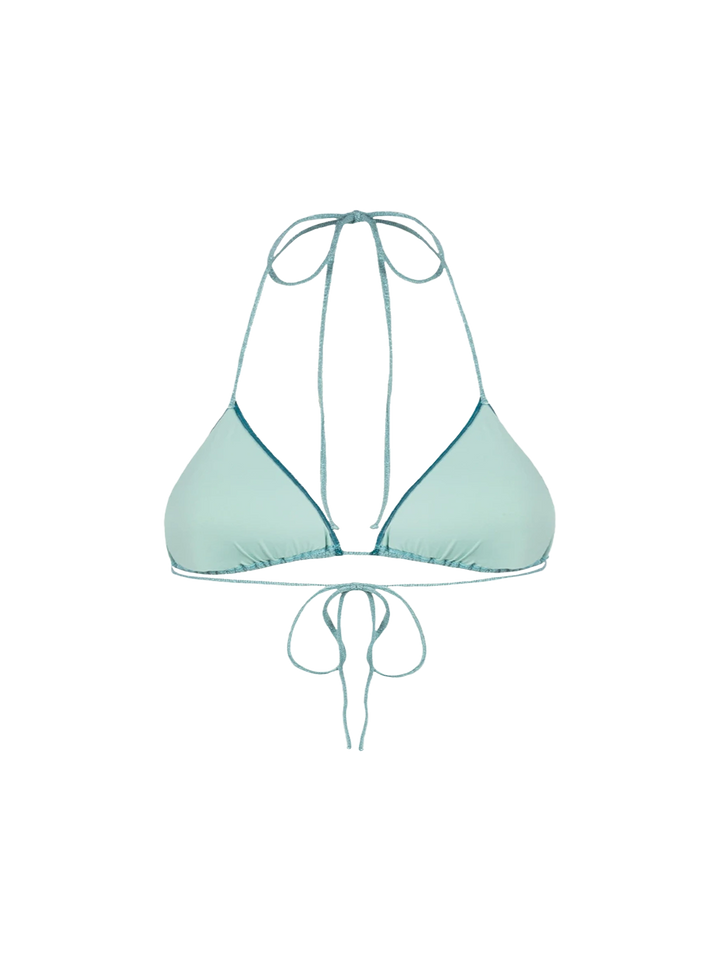 Costume da bagno donna con top a triangolo in lurex verde acqua Leah