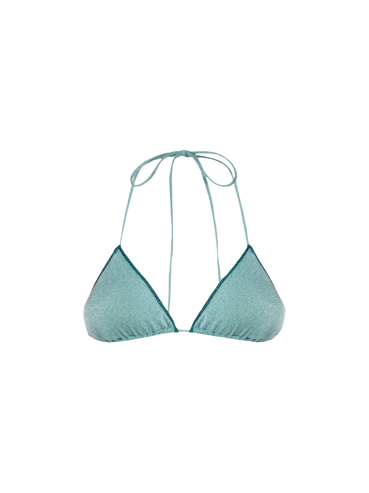 Costume da bagno donna con top a triangolo in lurex verde acqua Leah
